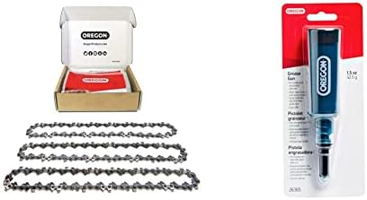 Oregon 3-Pack S56 AdvanceCut Chainsaw Chains & Grease Gun for Chainsaws, Pre Loaded All Purpose Lubricant, Easy Refill, Universal for Most Makes/Models of Saw Chains and Cutters (26365)