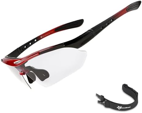 ROCKBROS Photochromic Pickleball Glasses Men Women UV400 & Head Strap