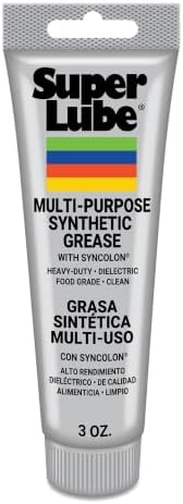 Super Lube Multi-Purpose Synthetic Grease w/ Syncolon - High Temperature, Water & Corrosion Resistant Grease - Workshop & Industrial Use - Food Grade - Translucent White - Tube - 3 oz (21030)