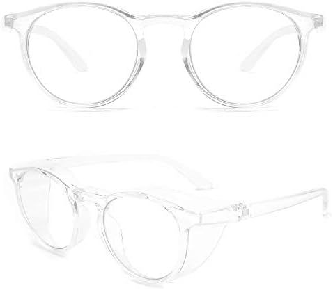 Alsenor Safety Glasses Anti Fog Goggles Protective Eyewear Blue Light Blocking Anti Dust UV Protection Glasses For Men Women (Round-Transparent)