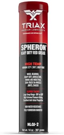 TRIAX Spheron High Temp Wheel Bearing Grease, Tacky Lithium Complex, Heavy Duty Waterproof (14 Oz Tube)