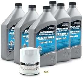 Quicksilver 4-Stroke Oil Change Kit – for Mercury Outboard Engines – 15, 20, 25, 30, 40, 50, 60, 75, 90, 115, 150, 175, 200, 225, 250, 300, 350, 400 HP