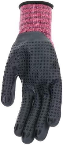 Mud Grip Women's Nylon Seamless Knit Shell Water Resistant Dotted Nitrile Palm Gardening Gloves