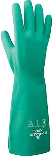 SHOWA 730 Chemical Resistant Glove, 15-mil Nitrile, Large, 12-Pack