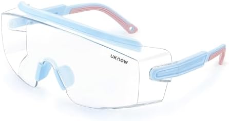UKNOW Safety Goggles Over Glasses, Anti Fog Safety Glasses with Clear Wraparound Lens, ANSI Z87.1 Protective Eyewear
