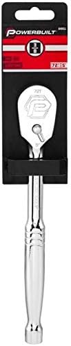 Powerbuilt 3/8-Inch Drive 72 Tooth Sealed Head Ratchet Handle, Reversible Switch, 5 Degree Swing, Chrome Vanadium Steel 649931