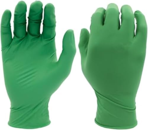 SHOWA 6110PF Sustainable EBT Latex-Free, Powder-Free, Nitrile Disposable Single Use Safety Gloves, 4 Mil, 9.5" Length,(1 Box/100 Gloves), Medium (Pack of 10)