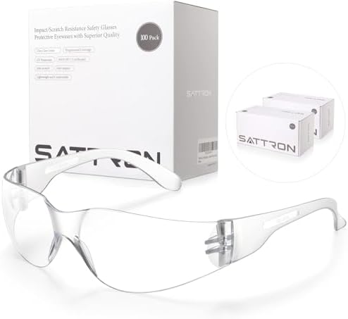 100 Pack of Clear Safety Glasses, Scratch & Impact Resistant ANSI Z87.1 Protective Eyewear, Ploycarbonate Lenses or Women Men Safety Sunglasses for Construction, Outdoor Work & Shooting Ideal for Lab