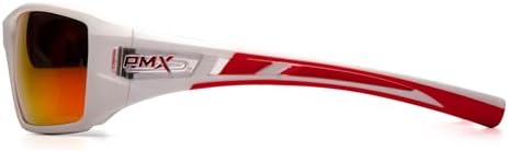 Pyramex Velar Safety Glasses, White-Red Frame/Sky Red Mirror Lens