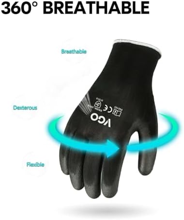 Vgo... 15Pairs PU Coated Safety Work Gloves,Gardening Gloves (PU2103,S)