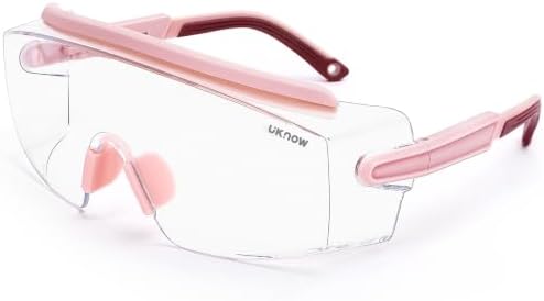 UKNOW Safety Goggles Over Glasses, Anti Fog Safety Glasses with Clear Wraparound Lens, ANSI Z87.1 Protective Eyewear
