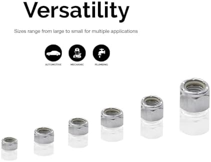 NEIKO 50432A Hex Nut Assortment Set | 150 Pc Nylon Locking Nuts | A3 Steel Hex Assorted Hardware Kit #10 & SAE | Metal Screw Nut for Bolts | Friction Lock Nut