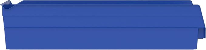 Akro-Mils 30138 Plastic Shelf Bins, Heavy Duty Storage Bins for Garage, Closet, and Drawer Organization, 18" x 6-1/2" x 4", Blue, 12-Pack