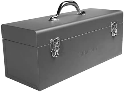 Edward Tools 17" Metal ToolBox - Heavy Duty Portable Tool Box with Organizer Tray and Handle - Solid Metal Locking Latches - Scratch Resistant Finish
