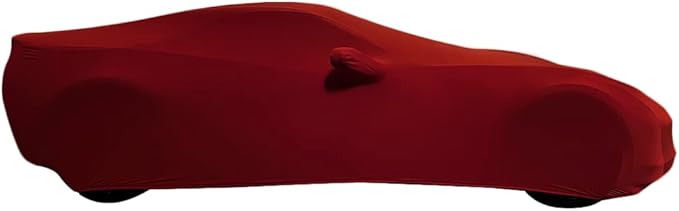 C7 Corvette Indoor Car Cover - Custom Fit Ultraguard Stretch Satin Dust Proof, High End with Storage Bag for 2014-2019 Stingray, Z51, Z06, Grand Sport Corvettes (Dark Red)