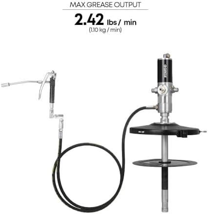 PROLUBE 50:1 Air Operated Grease Pump Complete Kit for 5 Gallon Pails, Heavy-Duty Pneumatic Dispenser with Hose & Control Valve, Industrial Lubrication (45415)