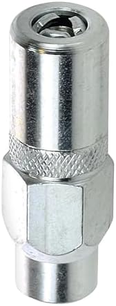 LUMAX LX-1402 Silver 1/8 of an inch NPT Heavy-Duty Grease Coupler. for Hand and Most air-Powered Grease Guns. 1/8 inches NPT Female Threads. 7,500 PSI max Operating Pressure.