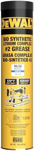 DEWALT Biosynthetic Lithium Complex #2 Grease - USDA Certified Industrial Grade CV Joint & Wheel Bearing Grease for High-Load, High-Temp Use in Construction, Agriculture - 14 oz