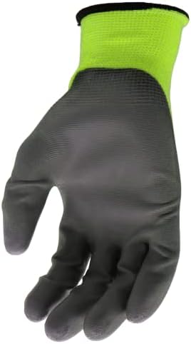 Boss Men's High Visibility Nitrile Coated Work Gloves, 5-Pack, High Dexterity, Enhanced Grip, Abrasion Resistant, Water Resistant, Large, Green/Black, (B31211-L5P)