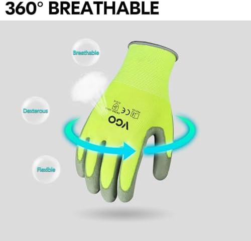 Vgo... 10Pairs PU Coated Safety Work Gloves,Gardening Gloves (PU2103,XL)