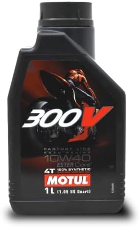 Motul 300V Factory Line Road Racing 10W40 4T Synthetic Racing Motor Oil with ESTER Core® Technology for Maximum Power and Protection 4L (5W40, 1L)