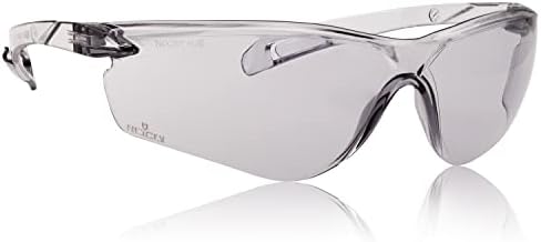 NoCry Lightweight Tinted Safety Glasses with UV 400 Protection, Anti Fog and Anti Scratch Coating and Grey Wrap Around Lenses; ANSI Z87.1 Certified