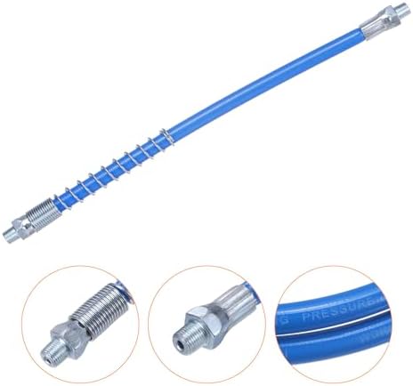 HARFINGTON Grease Gun Hose 11.8" 10000 PSI Spring Flex High Pressure Quick Release Grease Replacement with Coupler 1/8" NPT Threads for Grease Gun, Blue