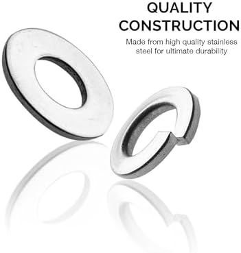 NEIKO 50400A Stainless Steel Lock and Flat Washer Assortment | 350 Piece Set | 12 Different Sizes in Spring Lock and Flat Design | Prevent Loose Fasteners