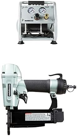 Bundle of Metabo HPT Quiet Air Compressor | 125 PSI | 1 Gallon | EC28M + Metabo HPT Pin Nailer Kit | NP50A