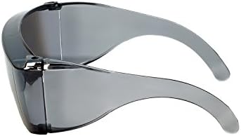 Calabria 3000 Fitover Safety Glasses with Uni-Lens – [Silver Mirror] Wrap Around Eye Protection | Anti-Fog Scratch Resistant | Protective Eyewear