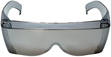 Calabria 3000 Fitover Safety Glasses with Uni-Lens – [Silver Mirror] Wrap Around Eye Protection | Anti-Fog Scratch Resistant | Protective Eyewear