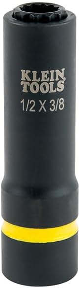 Klein Tools 66011 2-in-1 Impact Socket with 12-Point Deep Sockets, Coaxial Spring Loaded in 1/2- and 3/8-Inch Sizes