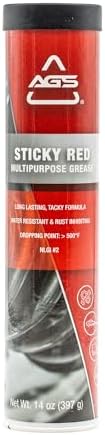 AGS Sticky Red Multipurpose Grease, Lithium Complex, NLGI #2, Water Resistant, Extreme Pressure, 14 oz Cartridge