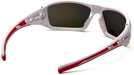 Pyramex Velar Safety Glasses, White-Red Frame/Sky Red Mirror Lens