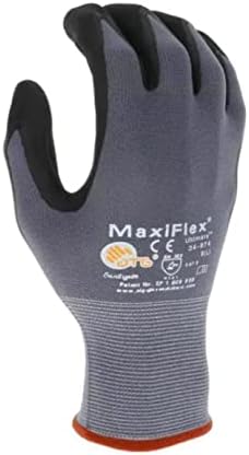 MaxiFlex 34-874 Seamless Knit Nylon Glove with Nitrile Coated Micro-Foam Grip on Palm and Fingers Gray/Black Dozen