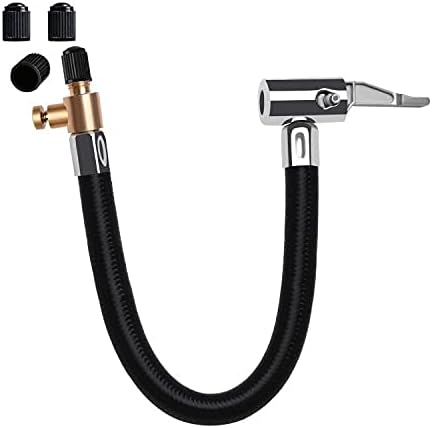 Flexible Tire Valve Extension Adapter, Locking Air Chuck Quick Connect and Release, Pressure Adjustable Tire Inflator Pump Hose Adapter for Car Motorcycle Bike,1PC