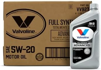 Valvoline Advanced Full Synthetic SAE 5W-20 Motor Oil 1 QT, Case of 6
