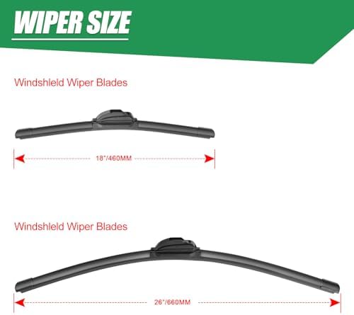Wiper Blades for 2020 Highlander 2012-2014 Prius V/Outback More, Windshield Wiper Blades Replacement 26"+18" (Set of 2) U/J HOOK, Double Sided Rubber Strips and Longer Life