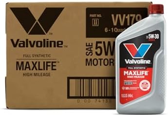 Valvoline Full Synthetic High Mileage with MaxLife Technology SAE 5W-30 Motor Oil 1 QT, Case of 6