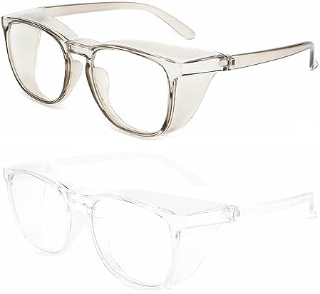 Alsenor Safety Glasses Anti Fog Goggles Protective Eyewear Blue Light Blocking Anti Dust UV Protection Glasses For Men Women (2 Pack (Green + Clear))