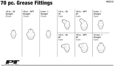 Performance Tool W5215 Performance Tool SAE/MET Grease Fitting Assortment - 70 Piece
