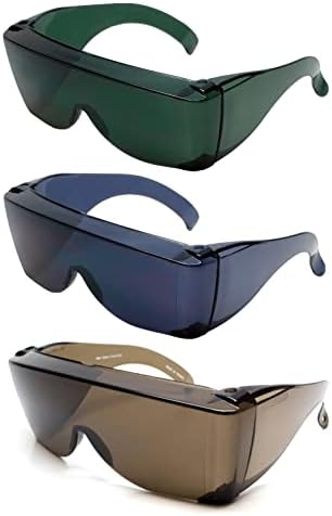 Calabria 3000 Fitover Safety Glasses with Uni-Lens – [Copper/Green/Smoke - 3 Pack] Wrap Around Eye Protection | Anti-Fog Scratch Resistant | Protective Eyewear