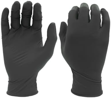SHOWA 6112PF Sustainable EBT Latex-Free, Powder-Free, Nitrile Disposable Single Use Safety Gloves, 4 Mil, 9.5" Length, Black, Small, (1 Box/100 Gloves)