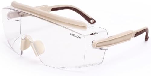 UKNOW Safety Goggles Over Glasses, Anti Fog Safety Glasses with Clear Wraparound Lens, ANSI Z87.1 Protective Eyewear