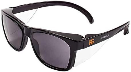 Kleenguard Maverick Safety Glasses with Intergrated Side Shields (2 Pair) (49311 Smoke Anti-Fog Lens with Black Frame)