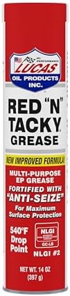 Lucas Oil 10005 Red N Tacky Grease - 14 Ounce Cartridge (Pack of 10)