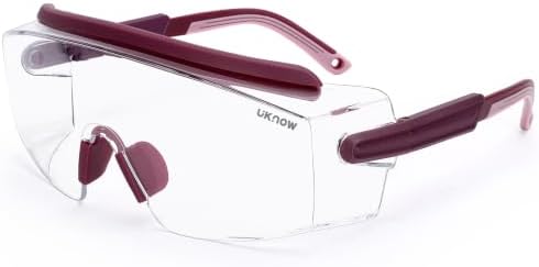 UKNOW Safety Goggles Over Glasses, Anti Fog Safety Glasses with Clear Wraparound Lens, ANSI Z87.1 Protective Eyewear
