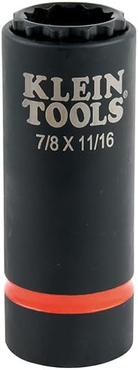 Klein Tools 66014 2-in-1 Impact Socket with 12-Point Deep Sockets, Coaxial Spring Loaded in 7/8- and 11/16-Inch Sizes