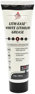 American Grease Stick Lith-Ease Premium White Lithium Grease 8oz Tube - Heavy-Duty, Multipurpose Lubricant for Automotive, Industrial & Household Use - Long-Lasting, Water & Heat Resistant