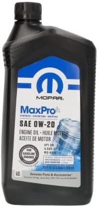 Mopar 68523994AA Genuine Motor Oil 0W-20 MaxPro+ OE Full Synthetic, 1 Quart, Pack of 1